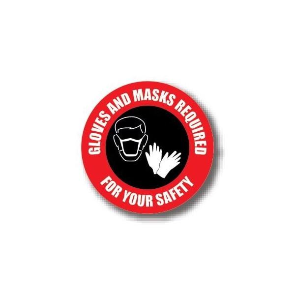 Ergomat 32in CIRCLE SIGNS Gloves And Mask Required For Your Safety DSV-SIGN 1024 #0739 -UEN - main